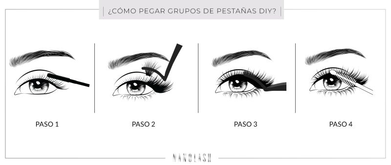 Cómo aplicar las pestañas en racimo DIY
